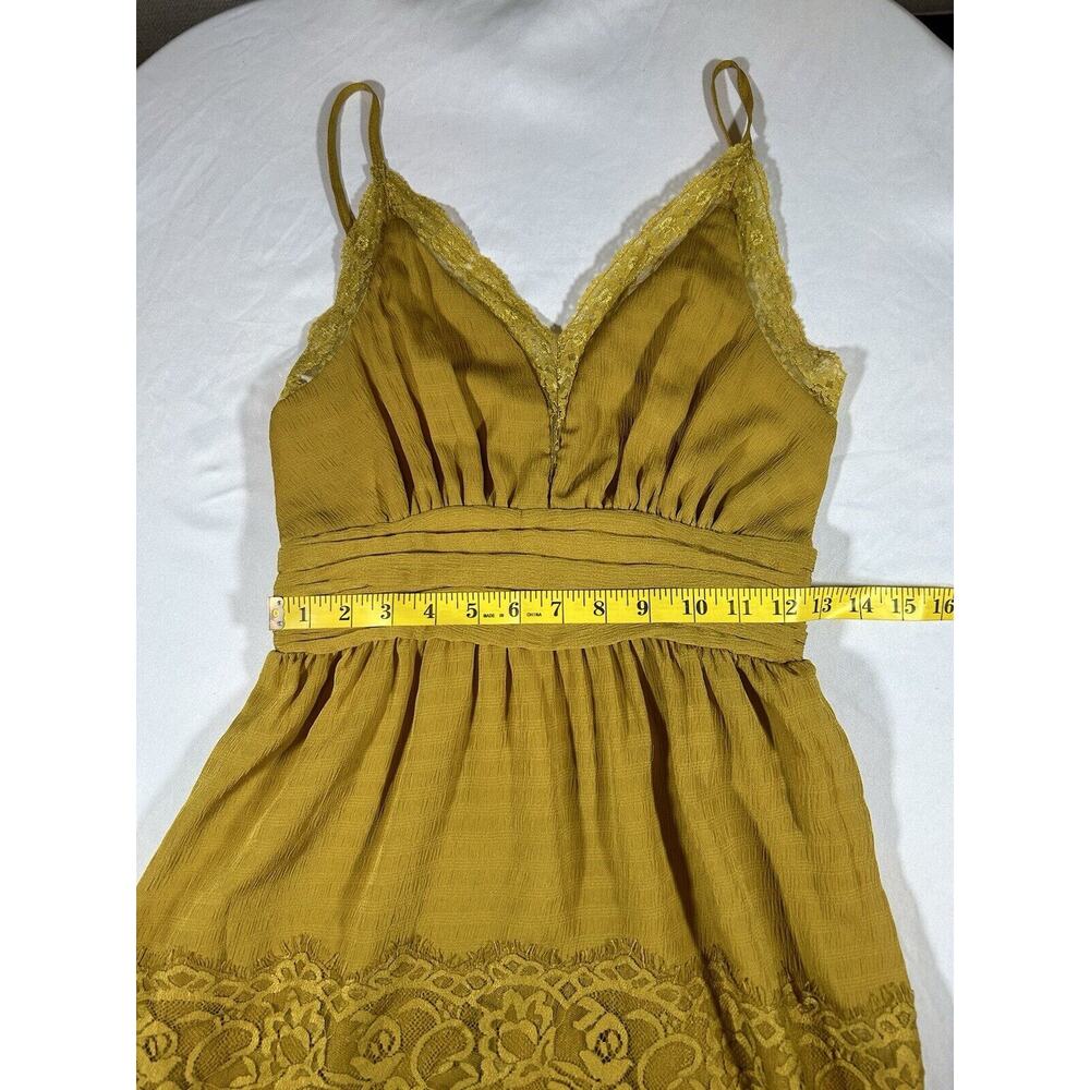 Moon River Lace Applique Sun Dress Womens Size XS Yellow Boho Gypsy Festival - Picture 10 of 11
